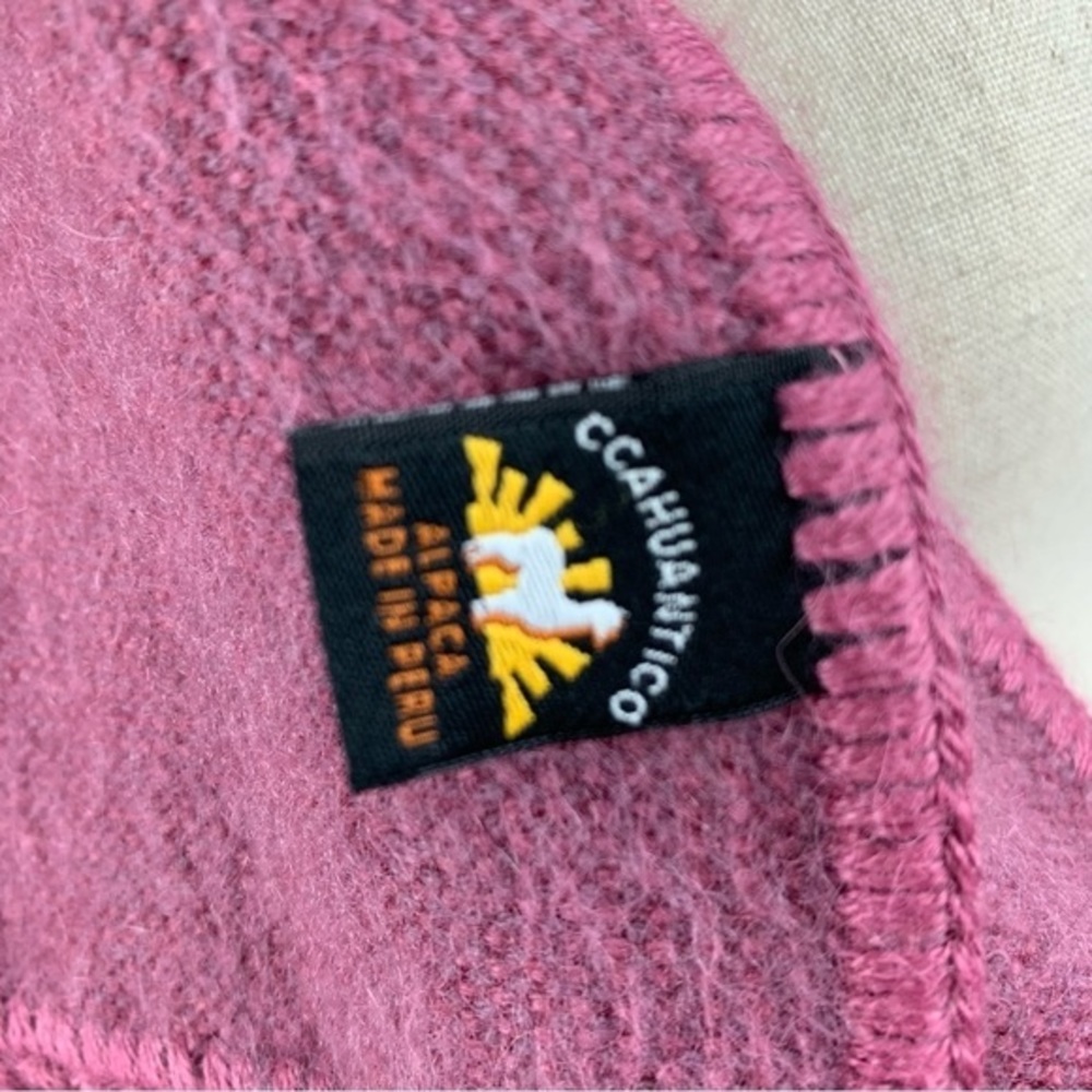 CCAHUANTICO Raspberry Deep Pink Alpaca Rectangular Scarf‎ Made In Peru - Picture 2 of 6